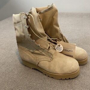 Wellco Army Combat Boots Mens Size 9 W Beige Suede Military Vibram Hot Weather